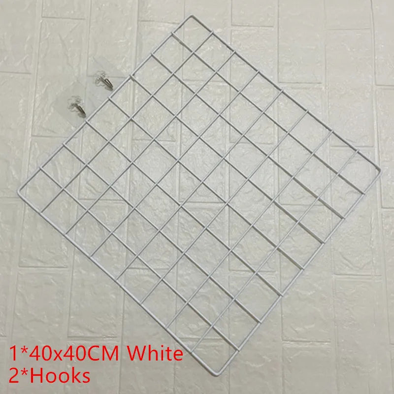 2/1pcs Iron Grid Wall Rack – INS Style Wall Decoration & Mesh Organizer Shelf for Home Display