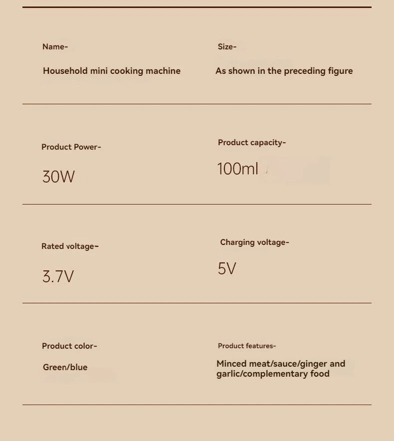 Electric Mini Garlic Chopper USB Meat Grinder Kitchen Tool