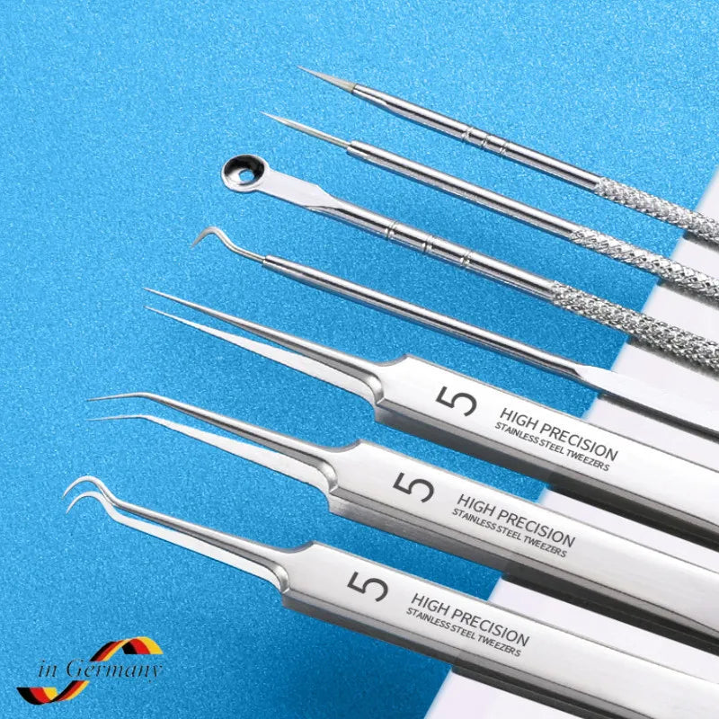 German Ultra-Fine No. 5 Blackhead Remover Tweezers – Precision Pimple Extractor, Acne Needle Tool for Face Care & Salon Use