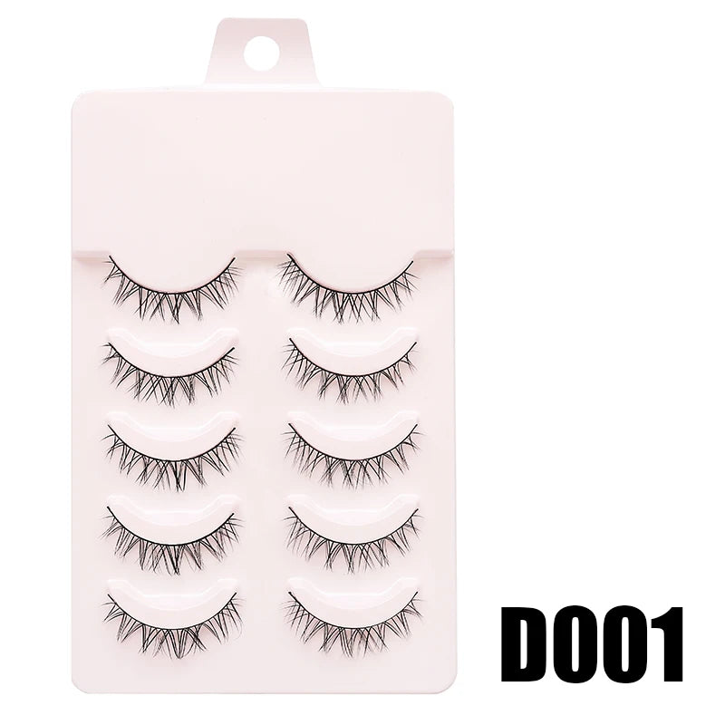 DINGSEN Anime Fake Eyelashes – 5 Pairs Natural Manga Lashes with Clear Band