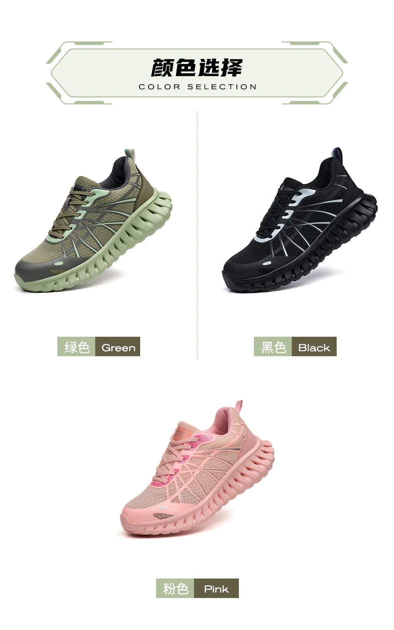 Pink Women’s Steel Toe Work Sneakers – Lightweight Safety Shoes Anti-Smash & Anti-Puncture