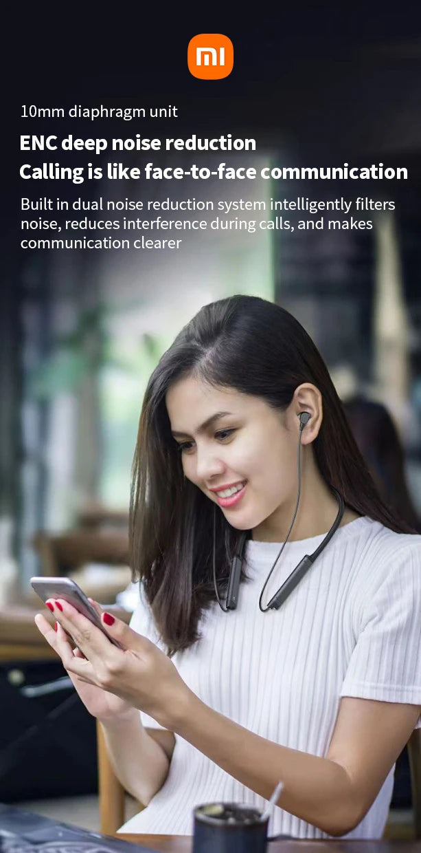 Xiaomi MijiaI BS09 ENC Bluetooth 5.3 Neckband Earphones – HiFi Stereo Wireless Sport Headphones