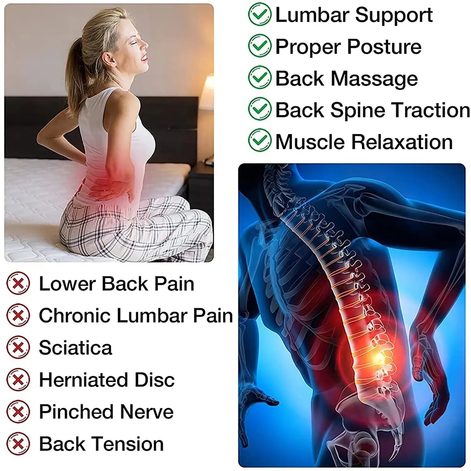 Adjustable 4-Level Back Stretcher & Lumbar Spine Massager