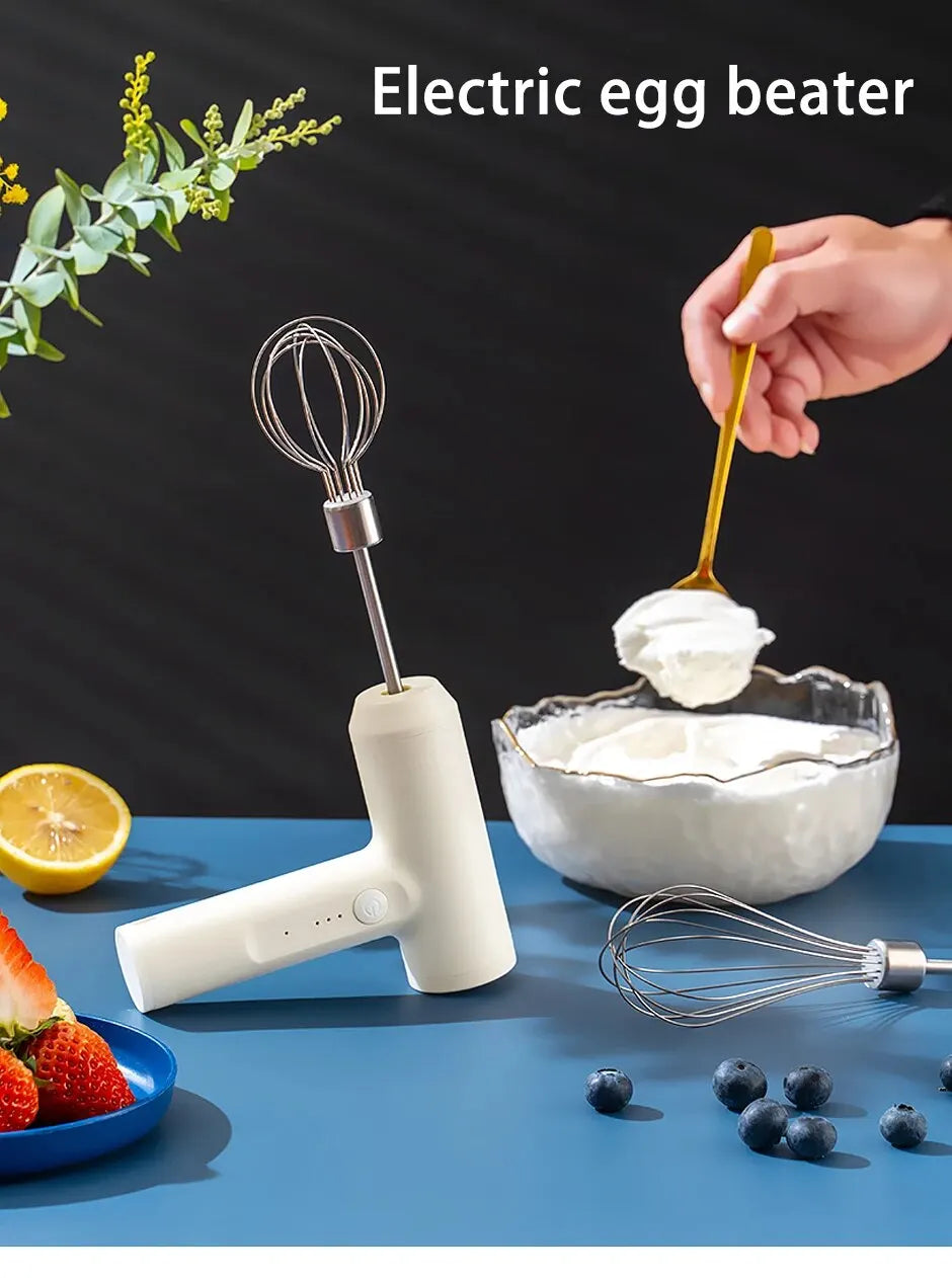 Wireless 3-Speed Electric Food Mixer Portable Egg Beater for Baking