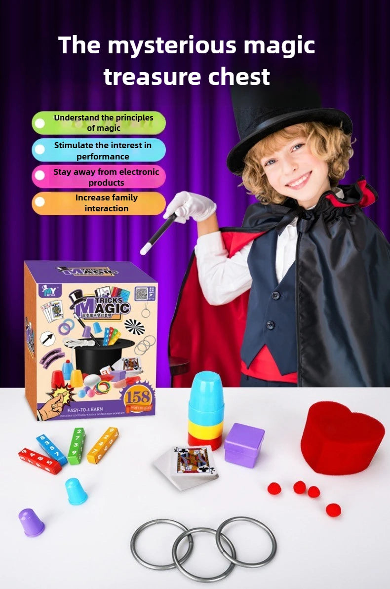 Children’s Magic Tricks Kit – Beginner Magic Set with Cards & Interactive Props