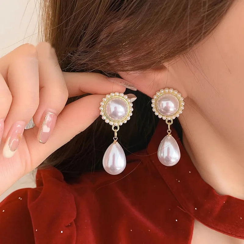 Fashion Waterdrop Baroque Pearl Clip On Earrings Charm Pendant Geometric No Pierced Ear Clips For Women Wedding Jewelry Gifts