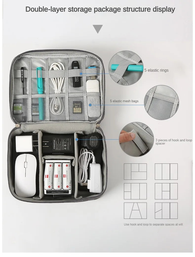 Cable Storage Bag Waterproof Digital Electronic Organizer Portable USB Data Line Charger Plug Storage Bag Travel Cable Organizer