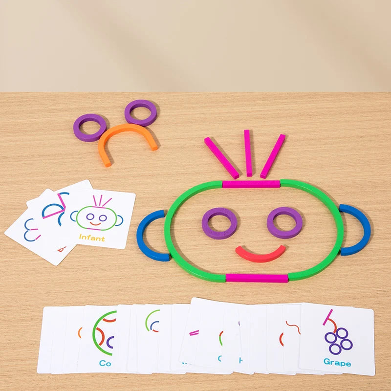 Kids Wooden Shape Board – Montessori Early Education Puzzle & Building Toy