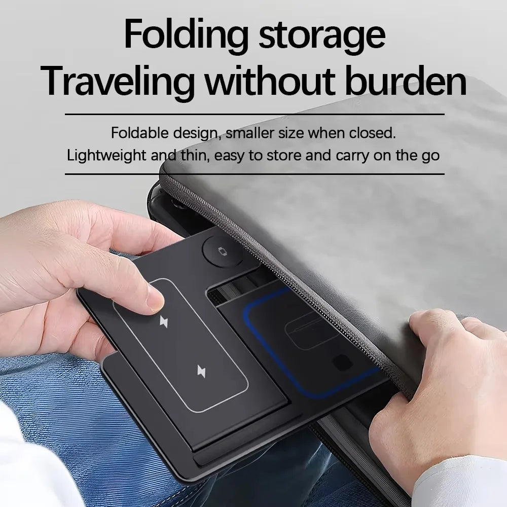 Foldable Wireless Charger Station for iPhone, Apple Watch & AirPods Fast Charging Dock