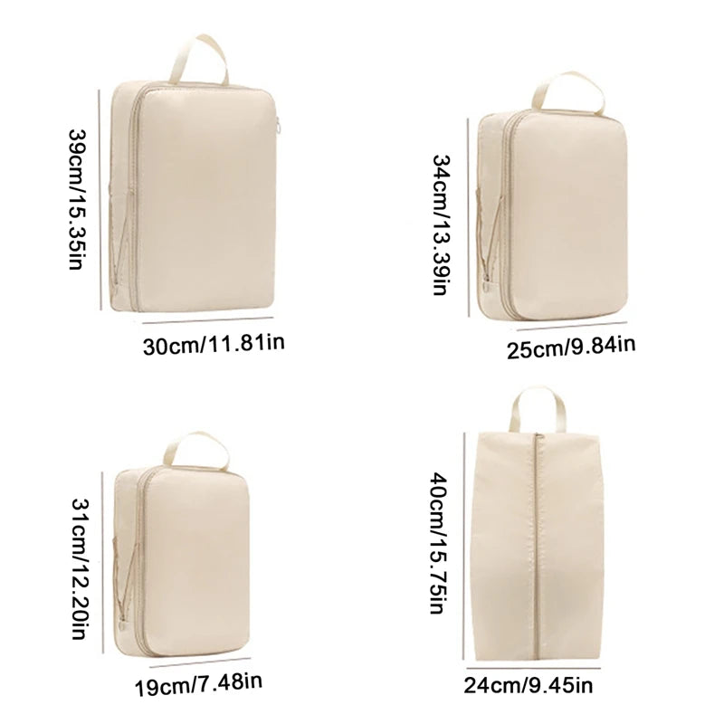 4Pcs Set Travel Compression Packing Cubes Bag Organizers Waterproof Luggage Cases for Suitcase Clothes Portable Drawer Bags