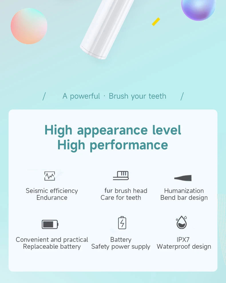 Electric Adult Toothbrush Soft Bristle IPX6 Waterproof