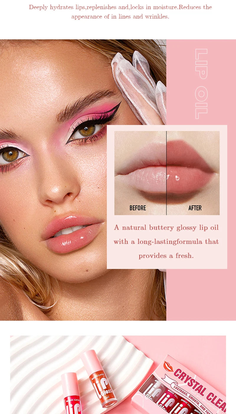 MAGIC CASA 6-Piece Jelly Lip Oil Set – Hydrating, Plumping & Long-Lasting Gloss