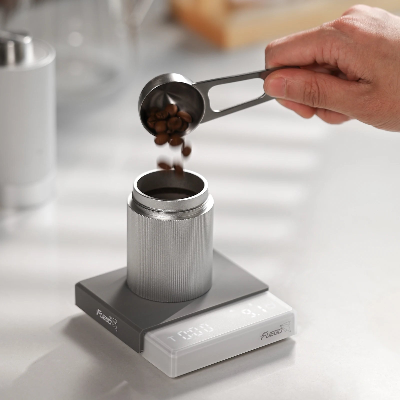 Fuego Kitchen Coffee Scale with Timer Rechargeable 0.1g Digital Espresso & Drip Brewer
