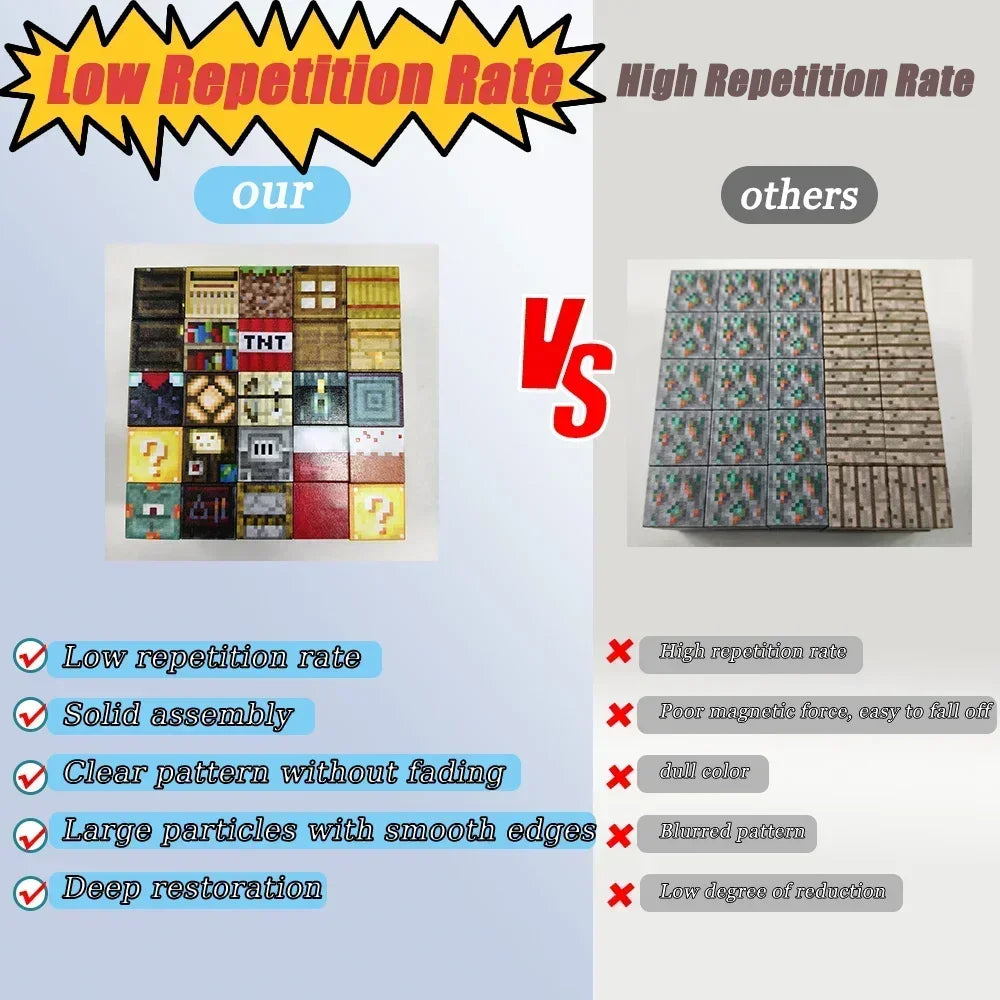 Magnetic Building Blocks Mine World Set – Educational Stacking Magnet Cubes for Kids