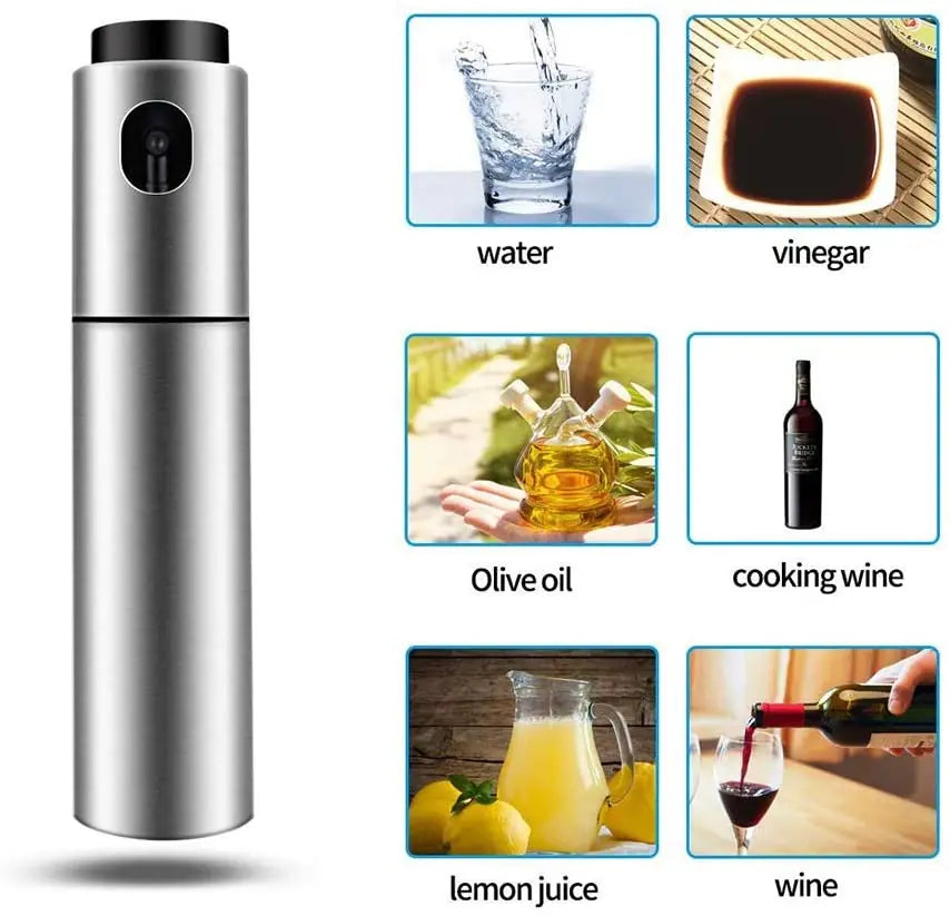 100ml Stainless Steel Olive Oil Spray Bottle – BBQ & Kitchen Dispenser