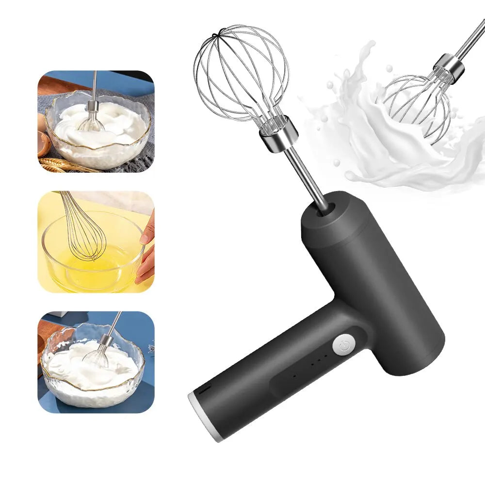 Wireless 3-Speed Electric Food Mixer Portable Egg Beater for Baking