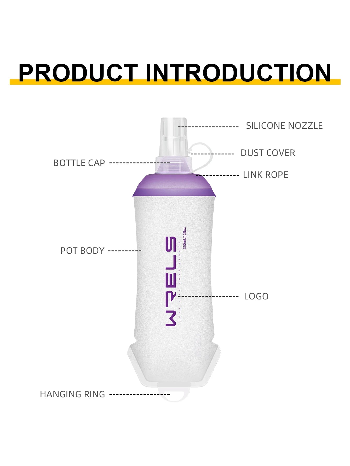 WRELS Foldable Silicone Water Bottle Outdoors Traveling Sport Running Cycling Kettle Healthy Soft Material TPU BPA-Free Kettle