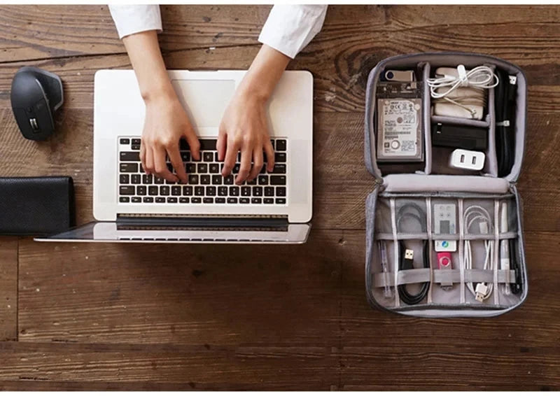 Waterproof Cable Storage Organizer Bag – Portable Travel Electronic Accessories Case for Cables & Chargers