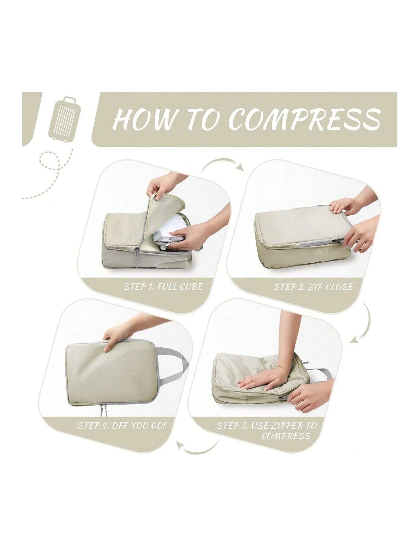 Set/8 pcs Compressible Packing Travel Storage Bag Cubes Waterproof Suitcase Nylon Portable With Handbag Luggage Organizer Ryanai