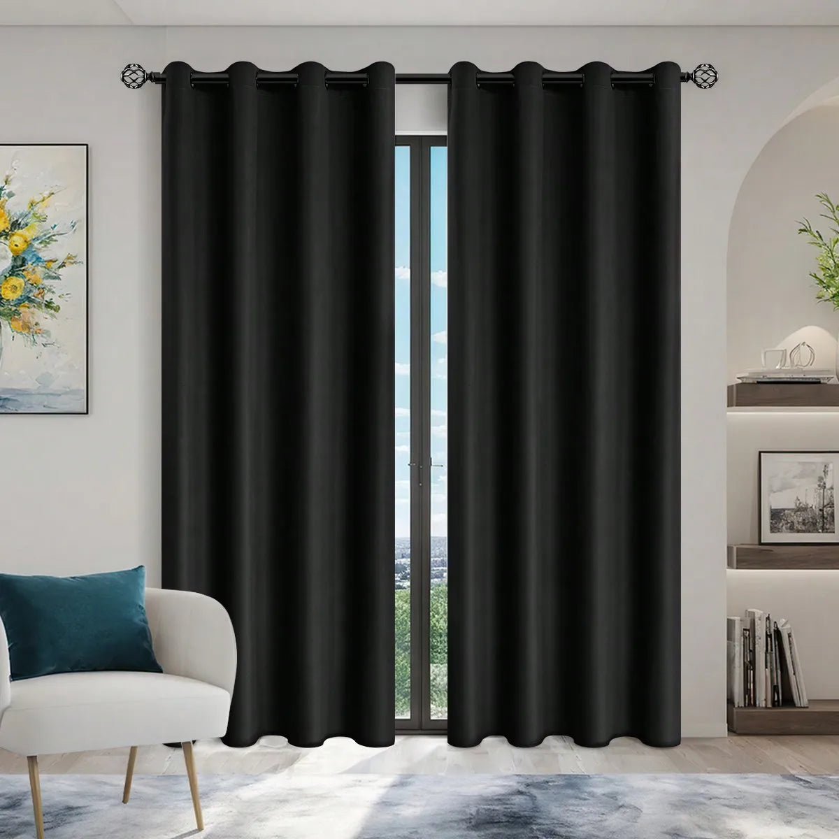 1pc Solid Blackout Curtain with Grommets – Total Privacy Bedroom Drapes
