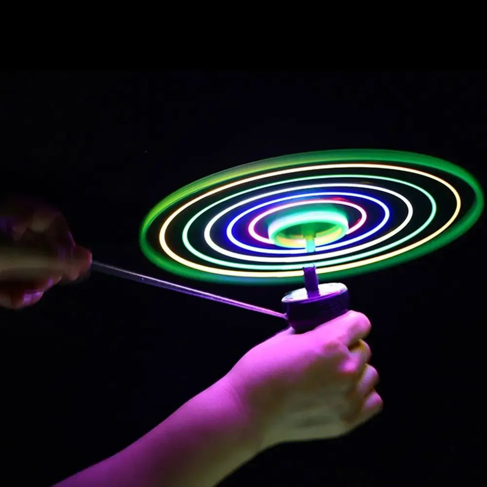 LED Luminous Flying Disc Toy – Pull String Spinning UFO for Kids