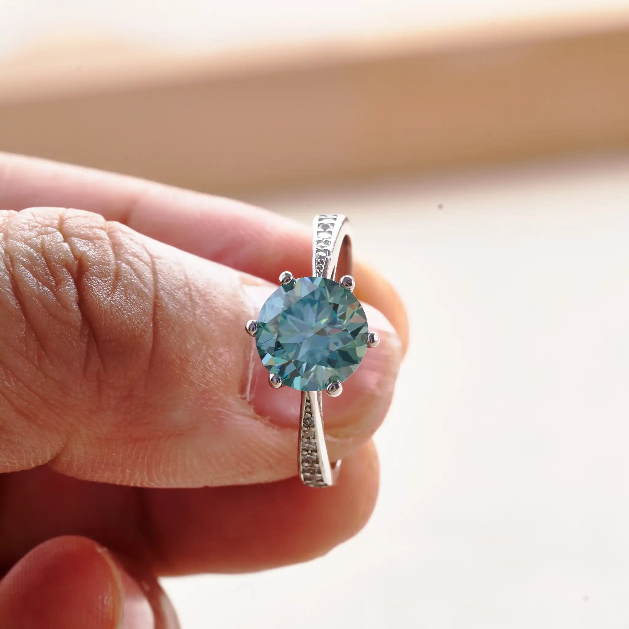 1/2/3 Carat Pink Moissanite Ring – 925 Sterling Silver Diamond-Test Wedding Band