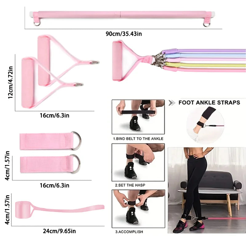 Macaron Color Tension Rope Fitness Set – Elastic Resistance Bands for Home Workouts