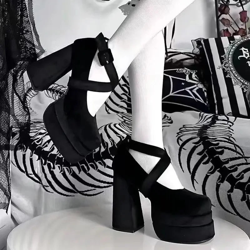 Retro Pink Mary Janes High Heels – French Thick Heel Wedding & Party Shoes for Women