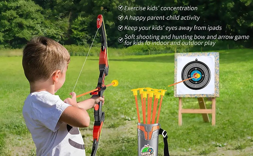 Kids LED Bow and Arrow Set – Light-Up Archery Toy with Target & Suction Arrows