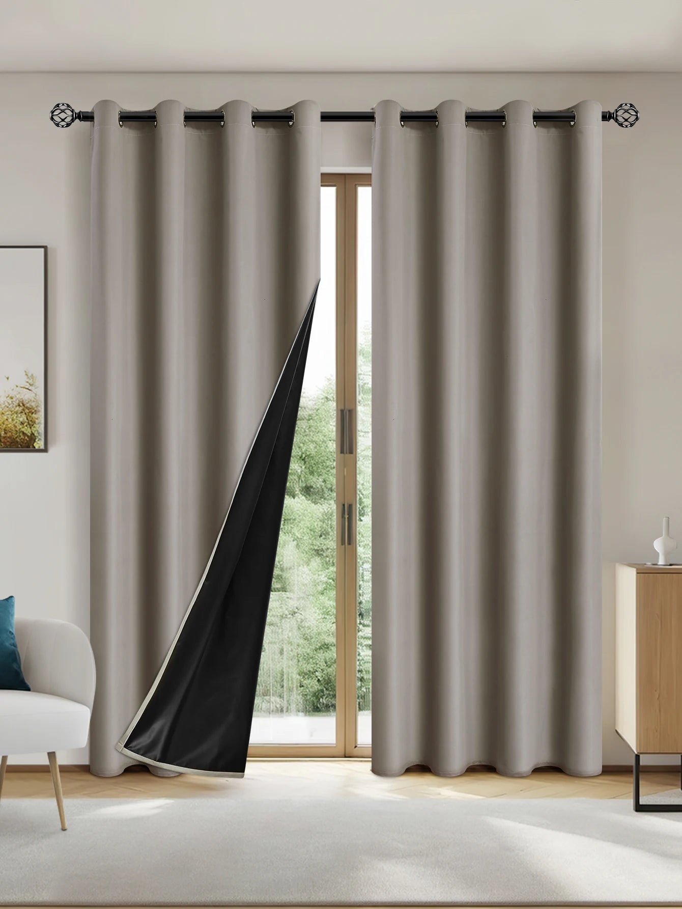 1pc Solid Blackout Curtain with Grommets – Total Privacy Bedroom Drapes