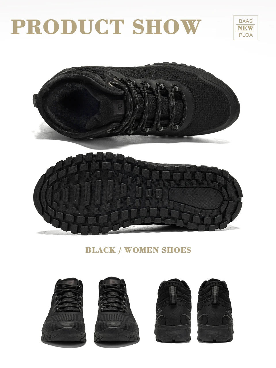 Baasploa Winter Women Sneakers – Plush Warm Waterproof Snow Boots