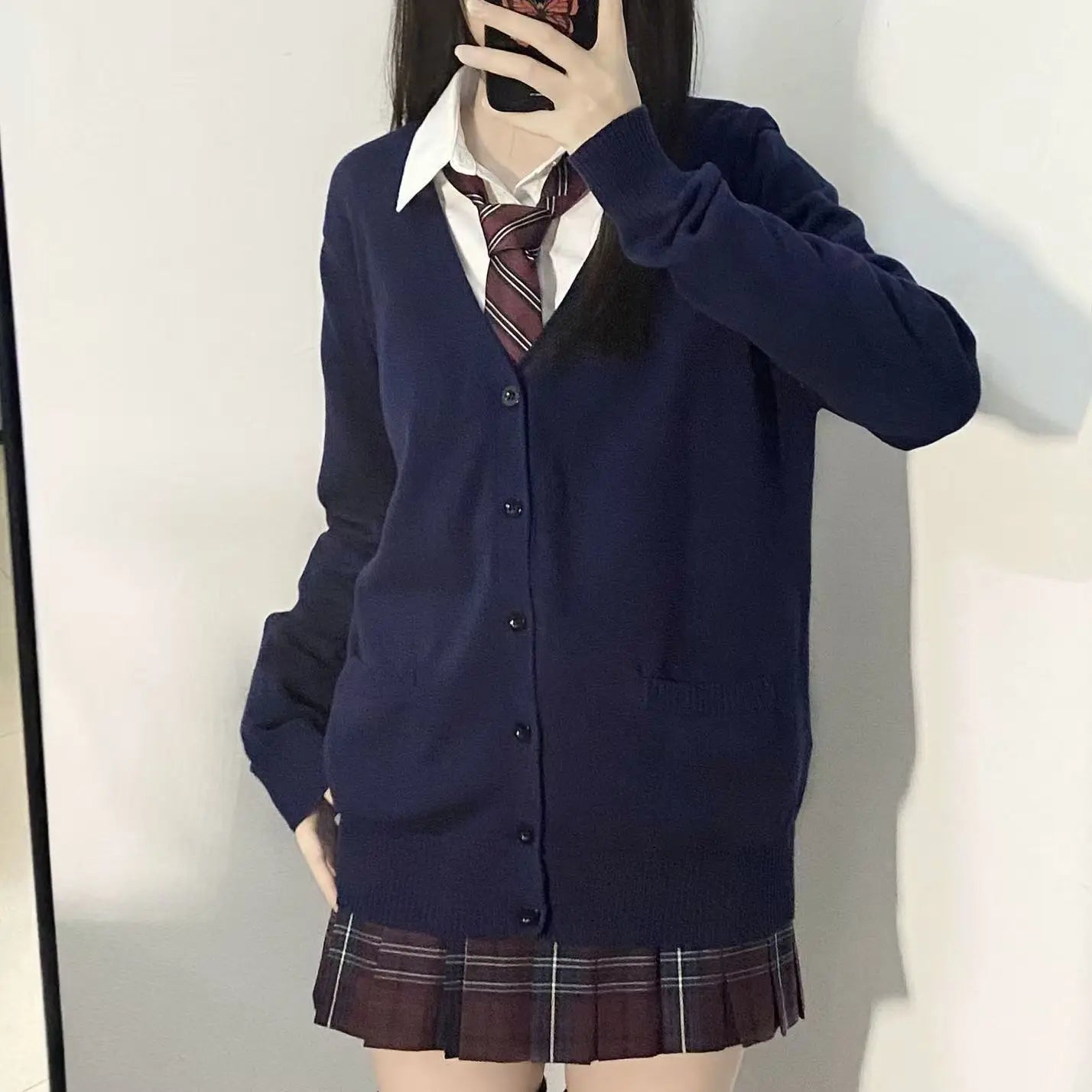 Mikasa Pink Cosplay Cardigan – Japanese V-Neck Knit Sweater for JK Uniform