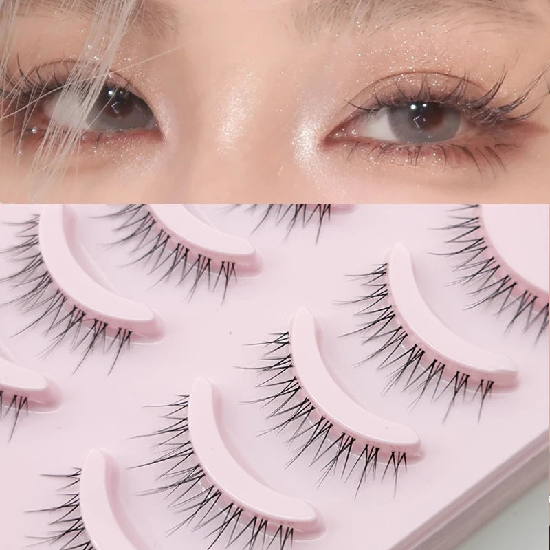 DINGSEN Anime Fake Eyelashes – 5 Pairs Natural Manga Lashes with Clear Band