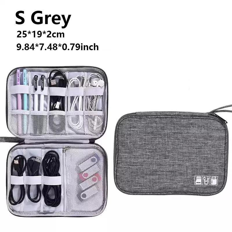 Waterproof Cable Storage Organizer Bag – Portable Travel Electronic Accessories Case for Cables & Chargers
