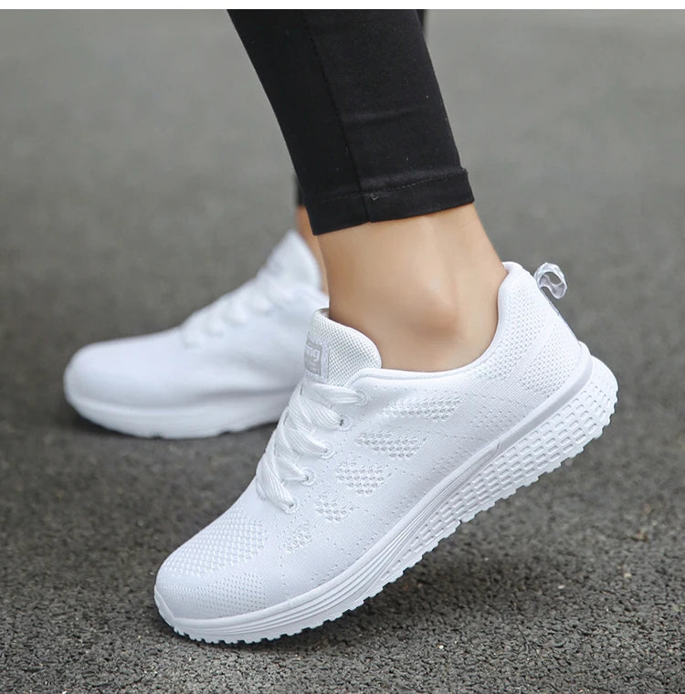 2025 Women’s Breathable Mesh Sneakers – Fashionable Lace-Up Trainers for Comfort & Style