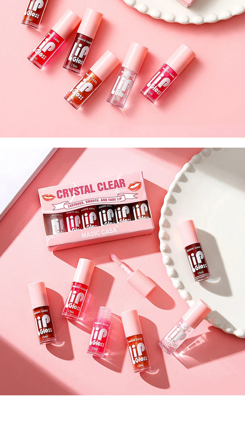 MAGIC CASA 6-Piece Jelly Lip Oil Set – Hydrating, Plumping & Long-Lasting Gloss
