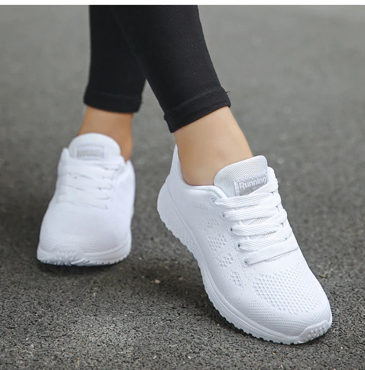2025 Women’s Breathable Mesh Sneakers – Fashionable Lace-Up Trainers for Comfort & Style