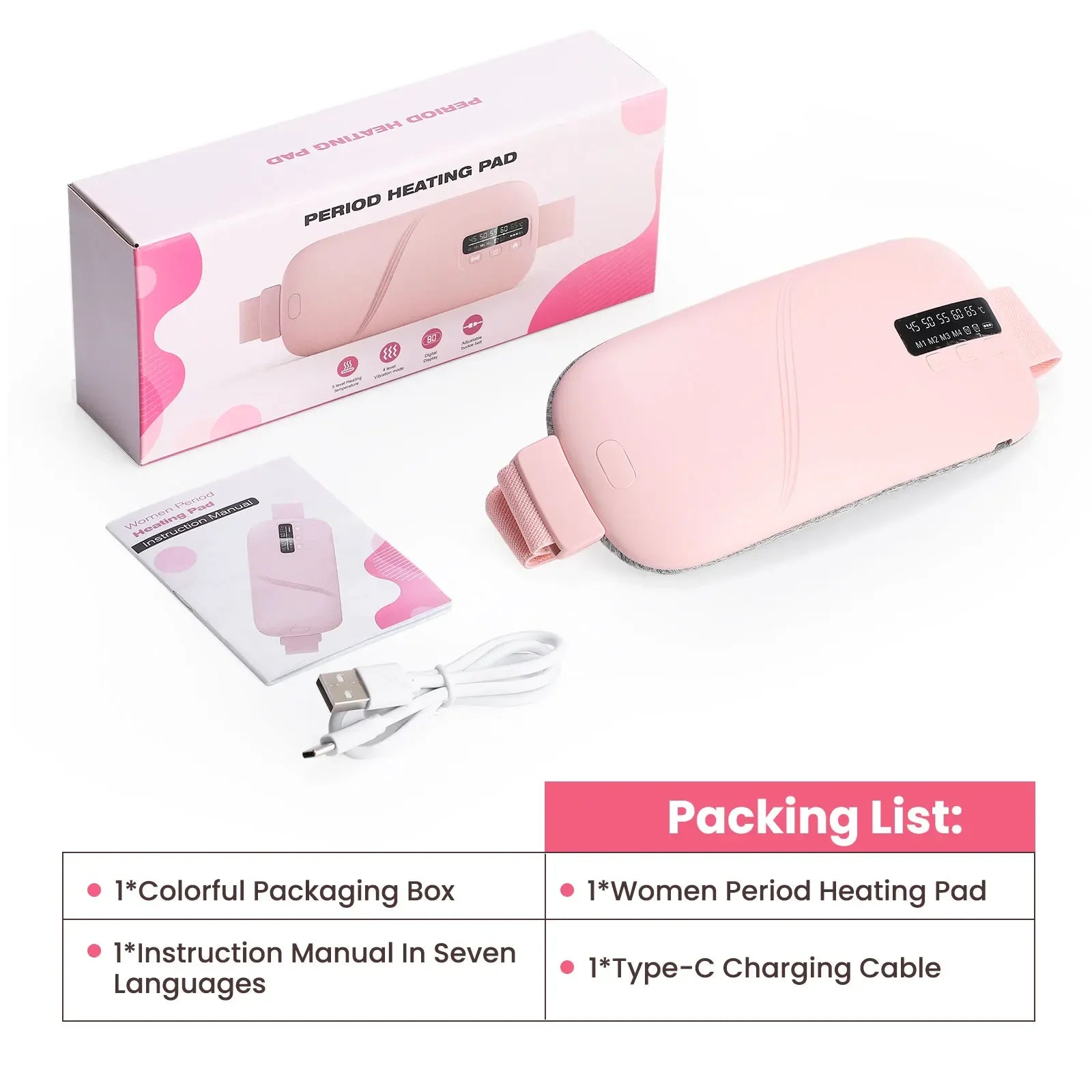 Rechargeable Heated Menstrual Waist Massager for Women