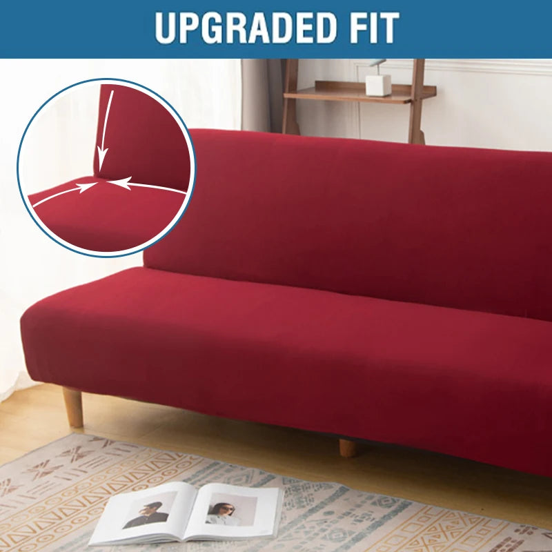 Armless Futon Sofa Cover Spandex Non-Slip Furniture Protector Removable Washable Folding Sofa Bed Cover For Bedroom Living Room