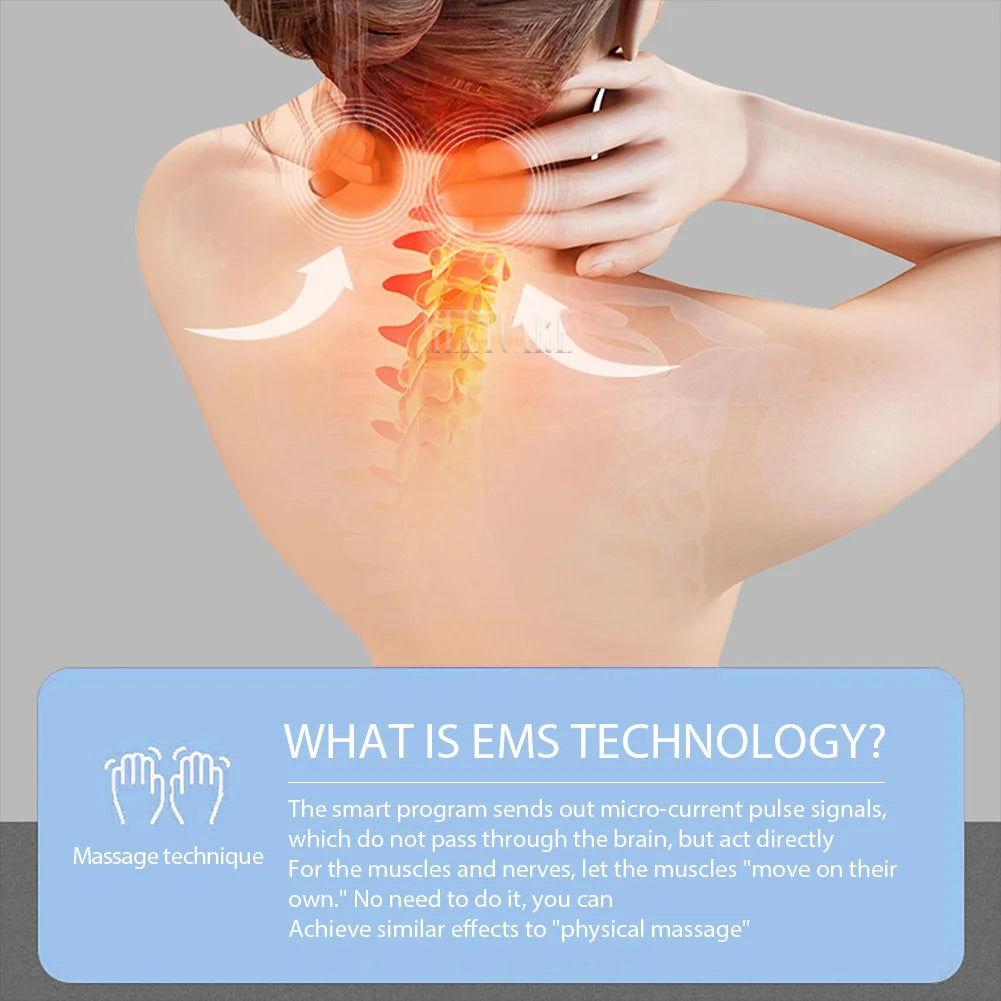 Smart Heated Neck & Back Massager – Wireless TENS Pulse Muscle Relaxer for Shoulder & Pain Relief