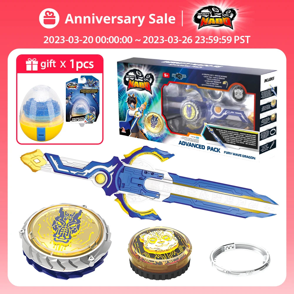 Infinity Nado 6 Power Pack – Metal Spinning Top with Sword Launcher for Kids
