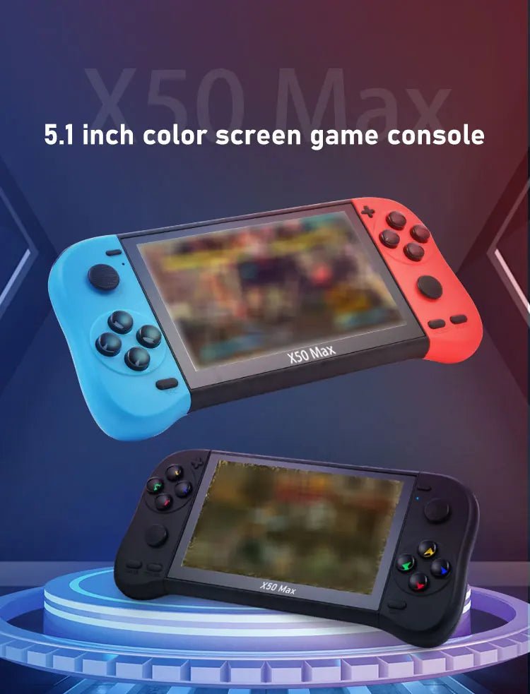 VILCORN X50 MAX Handheld Game Console – Retro PS1/GBA/SNES Portable Gaming Player