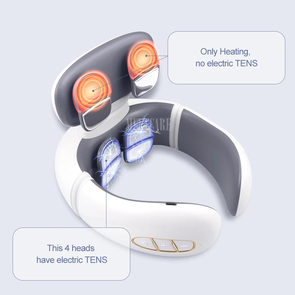Smart Heated Neck & Back Massager – Wireless TENS Pulse Muscle Relaxer for Shoulder & Pain Relief