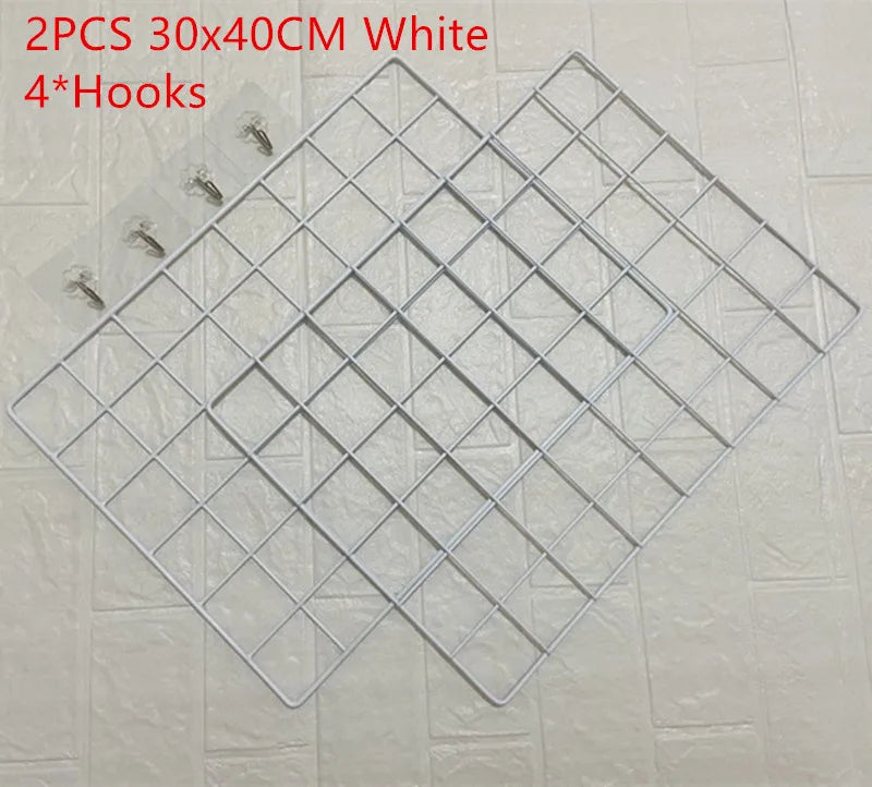 2/1pcs Iron Grid Wall Rack – INS Style Wall Decoration & Mesh Organizer Shelf for Home Display