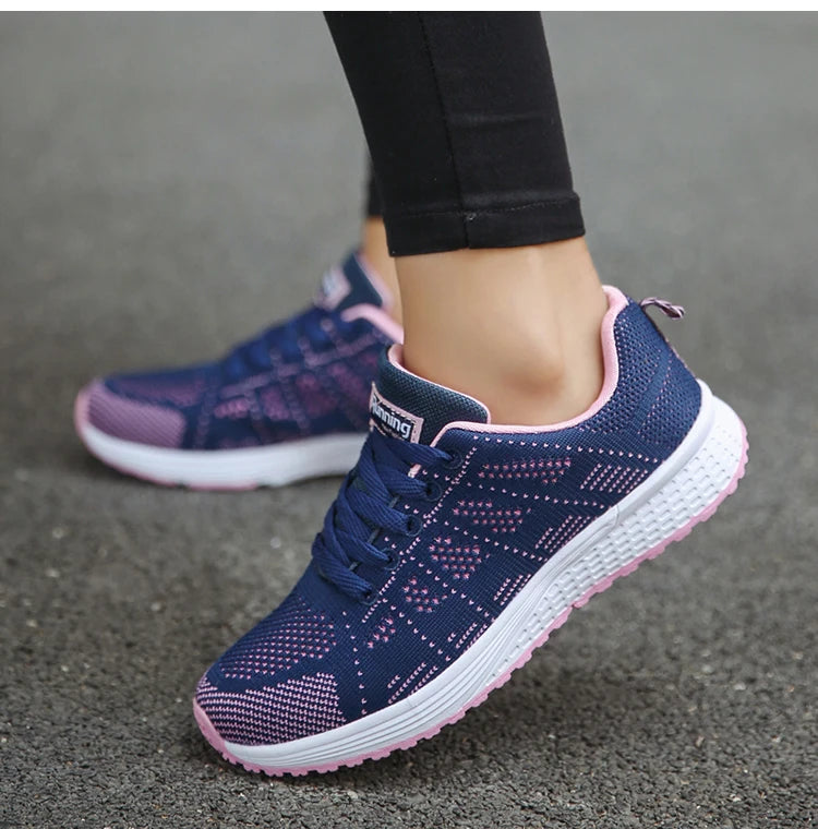 2025 Women’s Breathable Mesh Sneakers – Fashionable Lace-Up Trainers for Comfort & Style