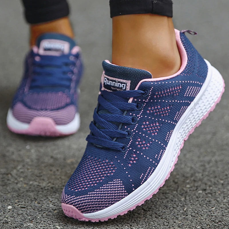 2025 Women’s Breathable Mesh Sneakers – Fashionable Lace-Up Trainers for Comfort & Style