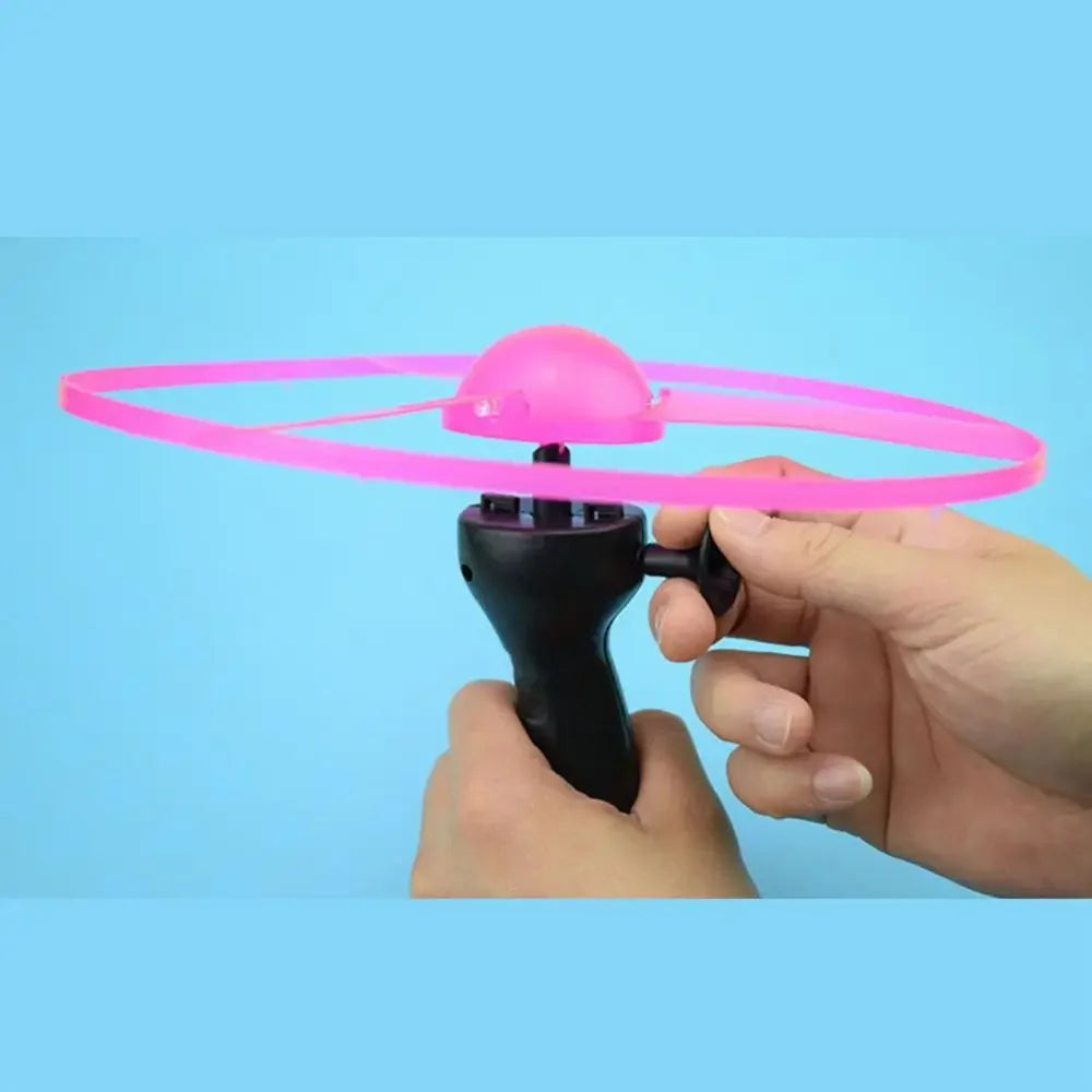 LED Luminous Flying Disc Toy – Pull String Spinning UFO for Kids
