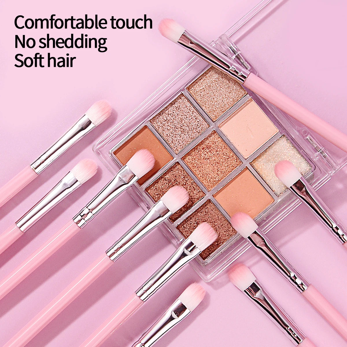 10PCS Pink Makeup Brush Set – Beginner-Friendly Multi-Functional Cosmetic Brushes