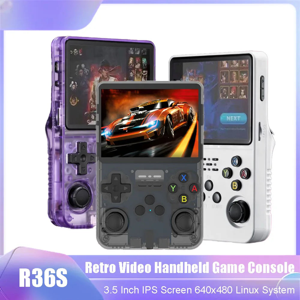 R36S Retro Handheld Game Console 3.5" IPS Screen – Linux System 128GB Portable Classic Game Emulator with 15000 Games