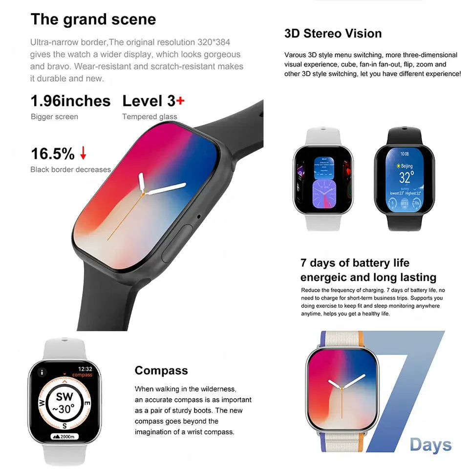 2025 GPS Smart Watch Series 10 for Women & Men – Bluetooth Call, Heart Rate, Blood Pressure, Fitness Smartwatch Compatible with Apple Watch